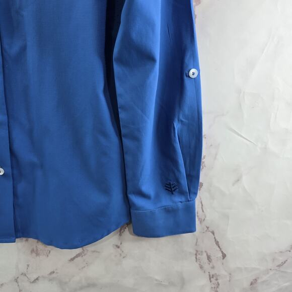 Coolibar Shirt Womens XS Blue Long Sleeve Button Sun UPF 50 Roll Up - Picture 4 of 10